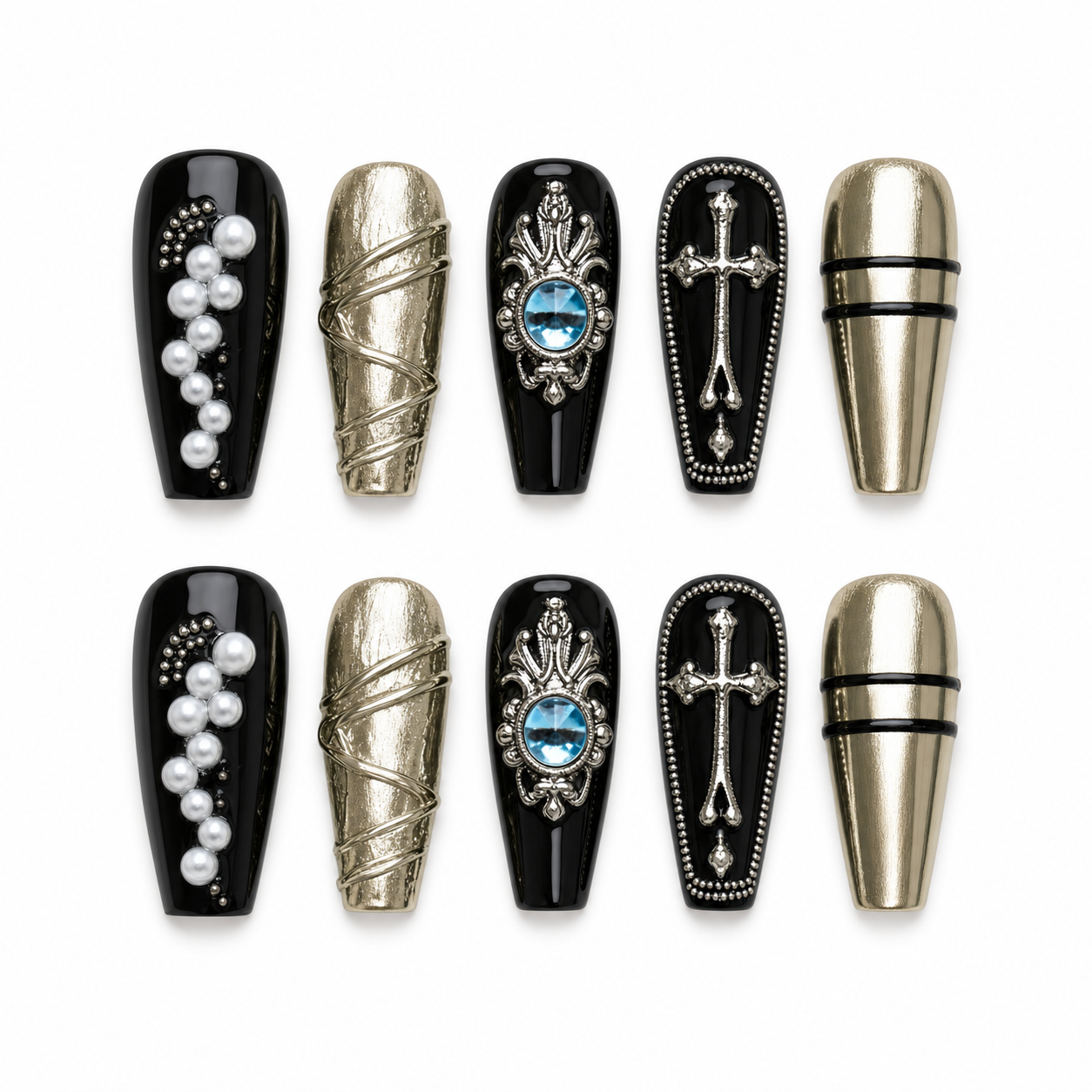 Silver Reliquary press-on nail set