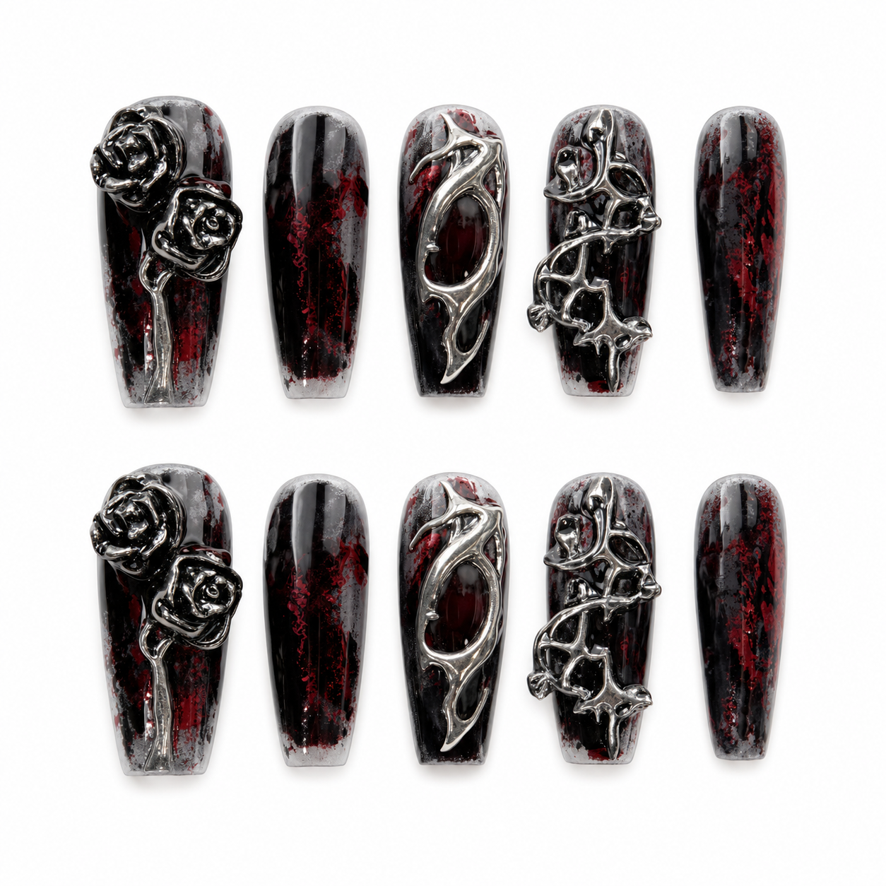 The Red Witness press-on nail set