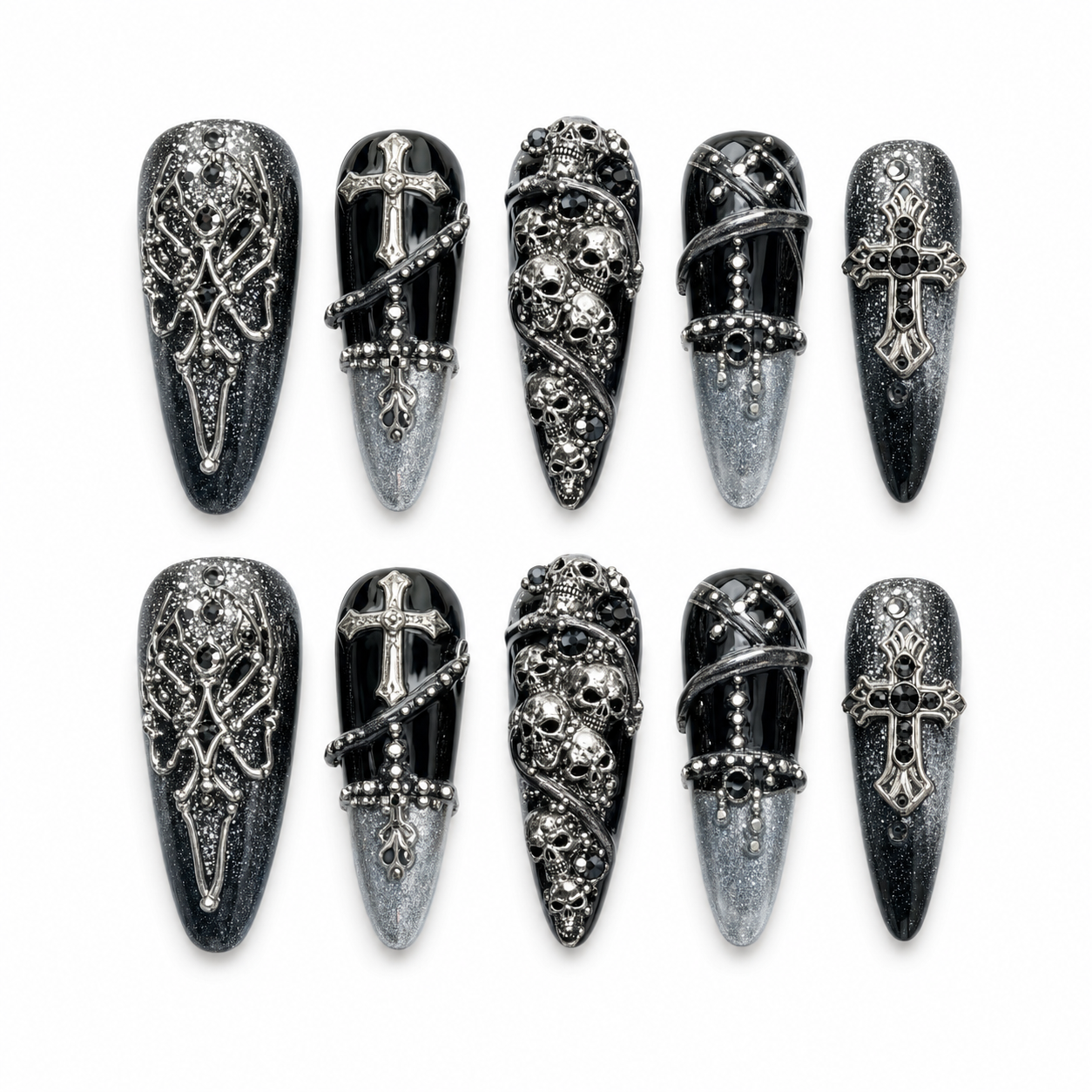 Black Lace Banshee press-on nail set