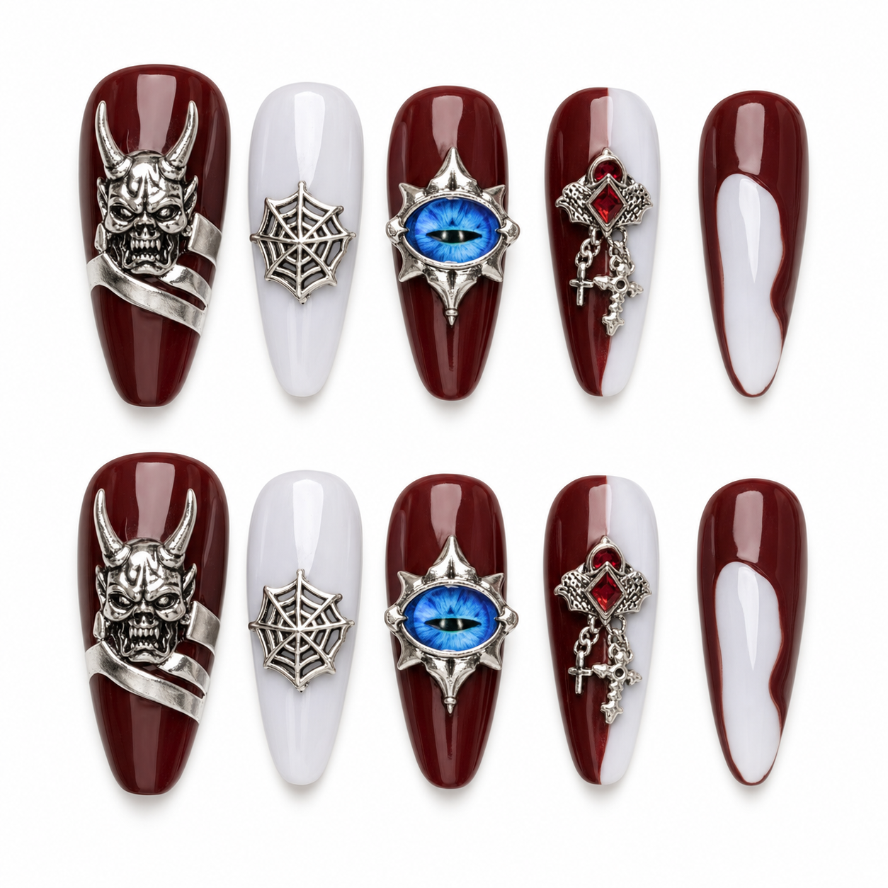 Mechanical Heart press-on nail set