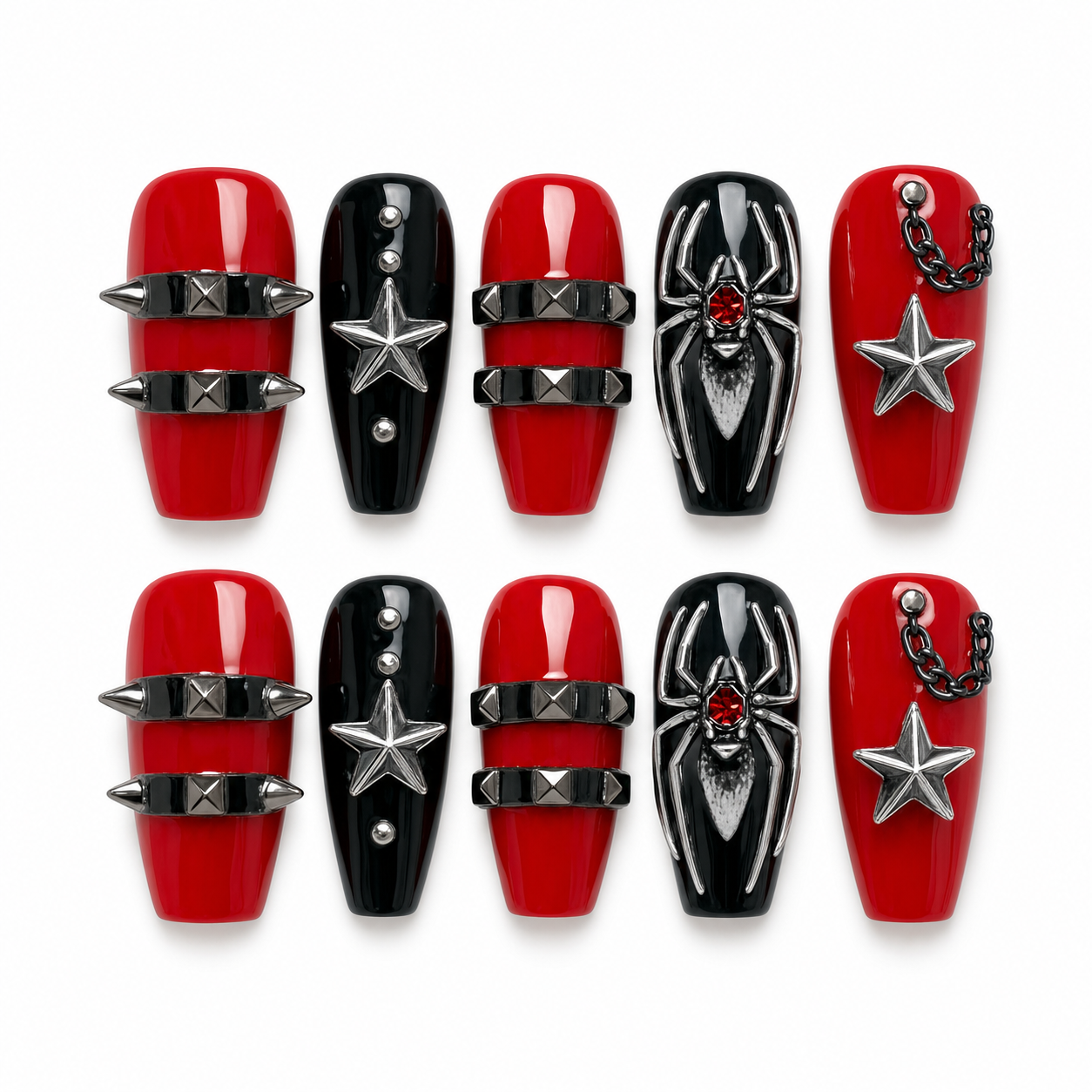 Red Velvet Ritual press-on nail set