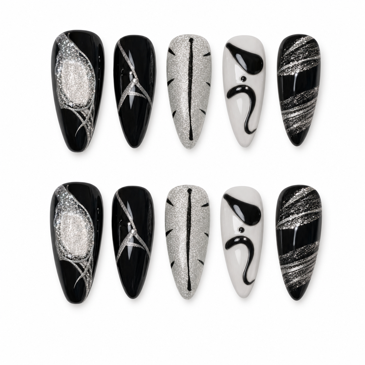 Electric Hex press-on nail set