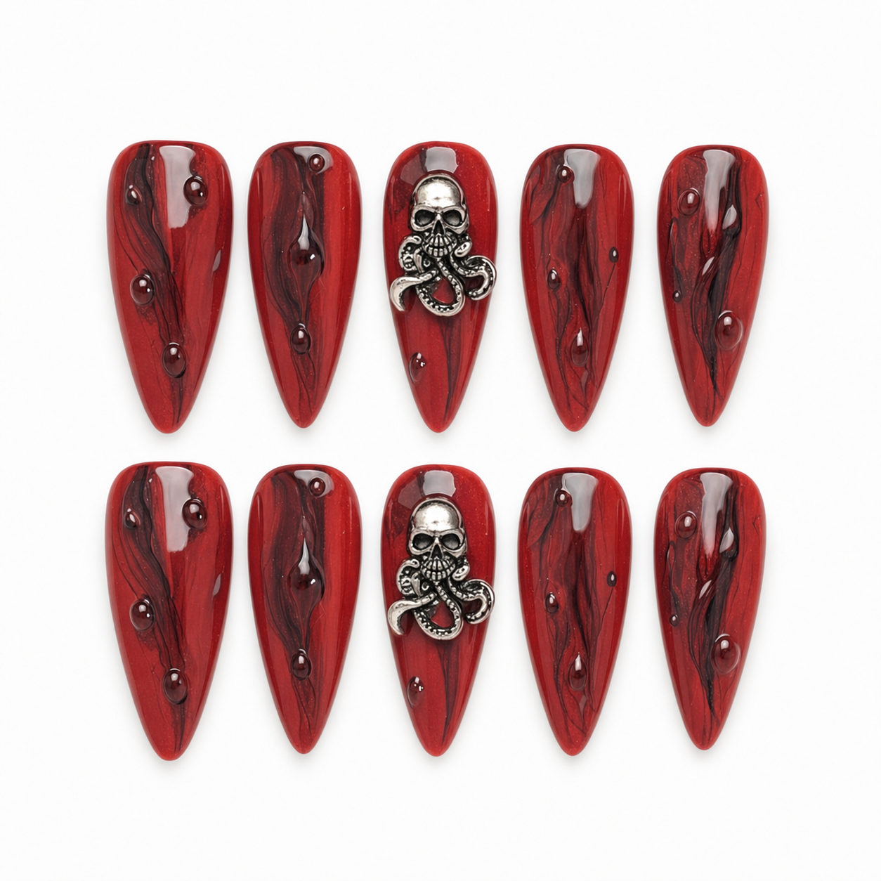 Stitched in Scarlet press-on nail set