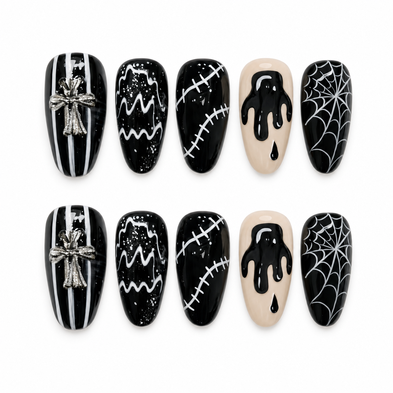 Widow's Rose press-on nail set