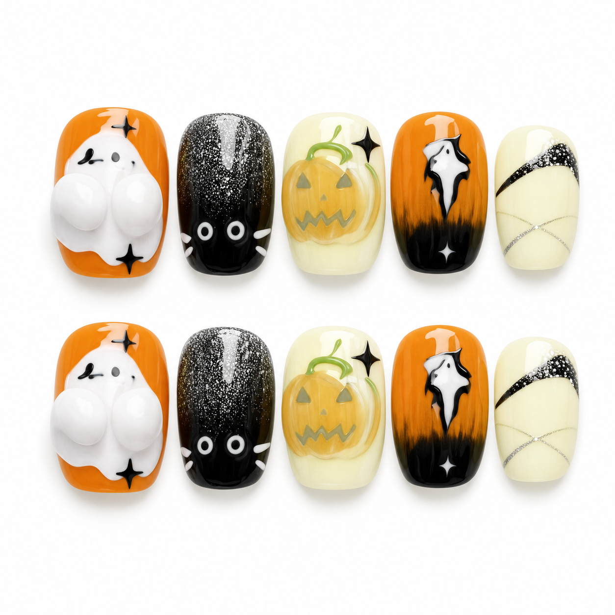 Pumpkin Familiar press-on nail set