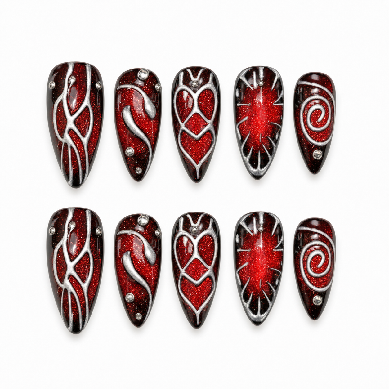 Webbed Jewel press-on nail set