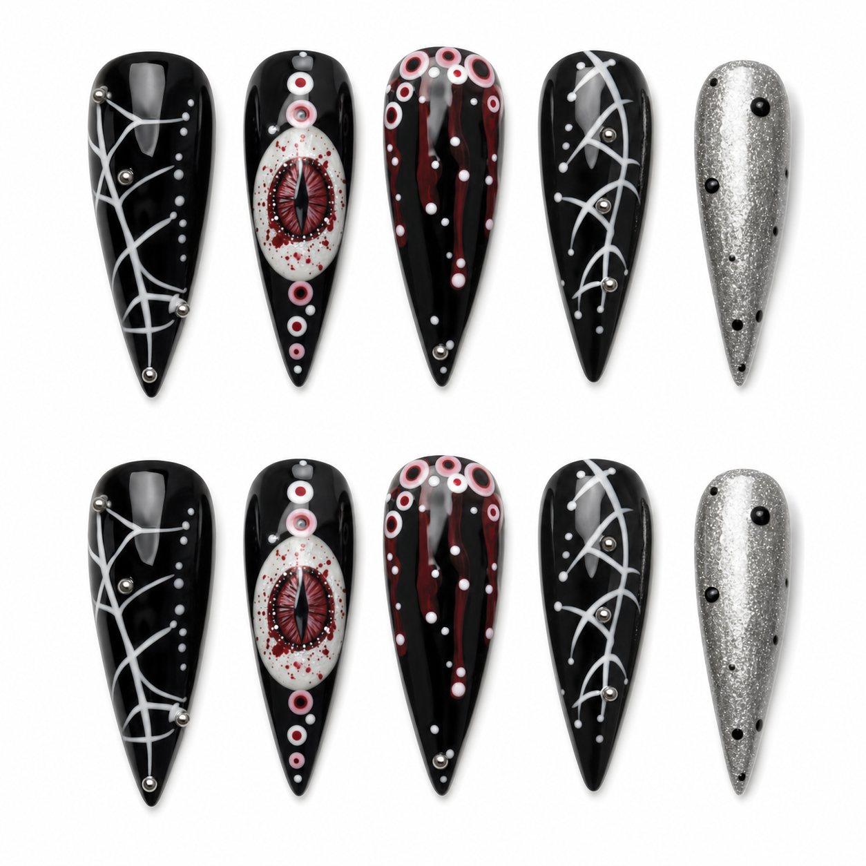 Silver Shroud press-on nail set