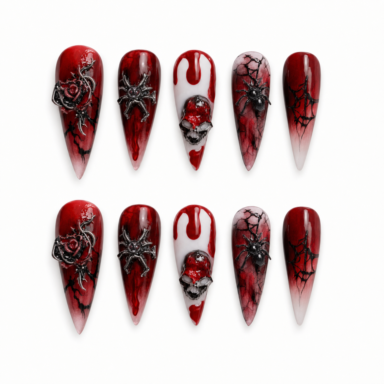 Crimson Ritual press-on nail set
