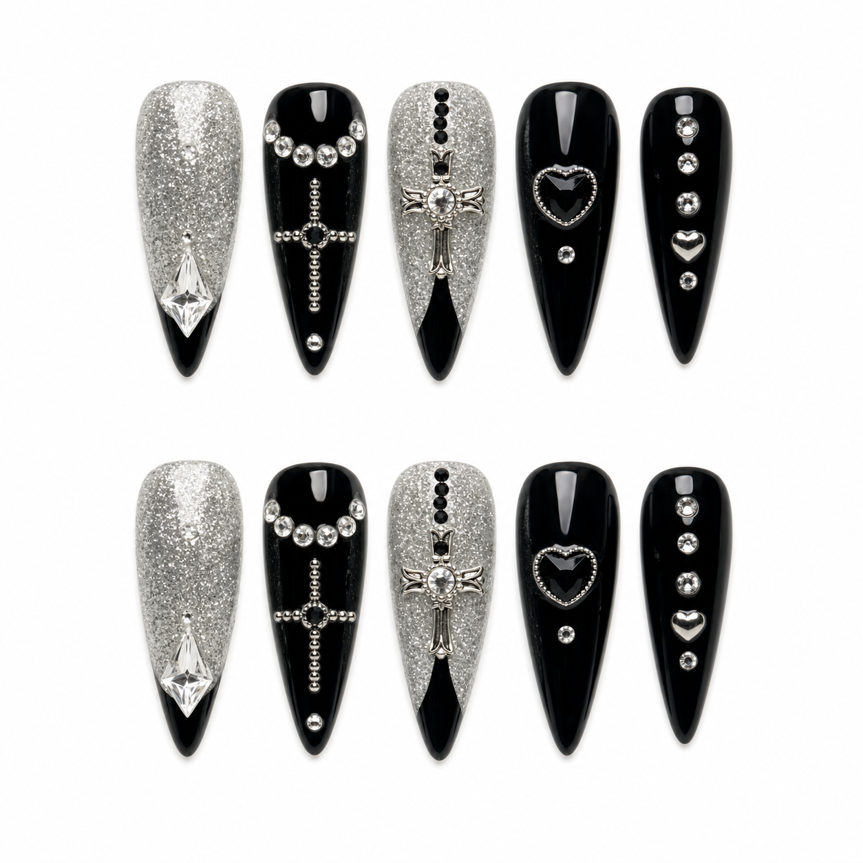Silver Skull Society press-on nail set